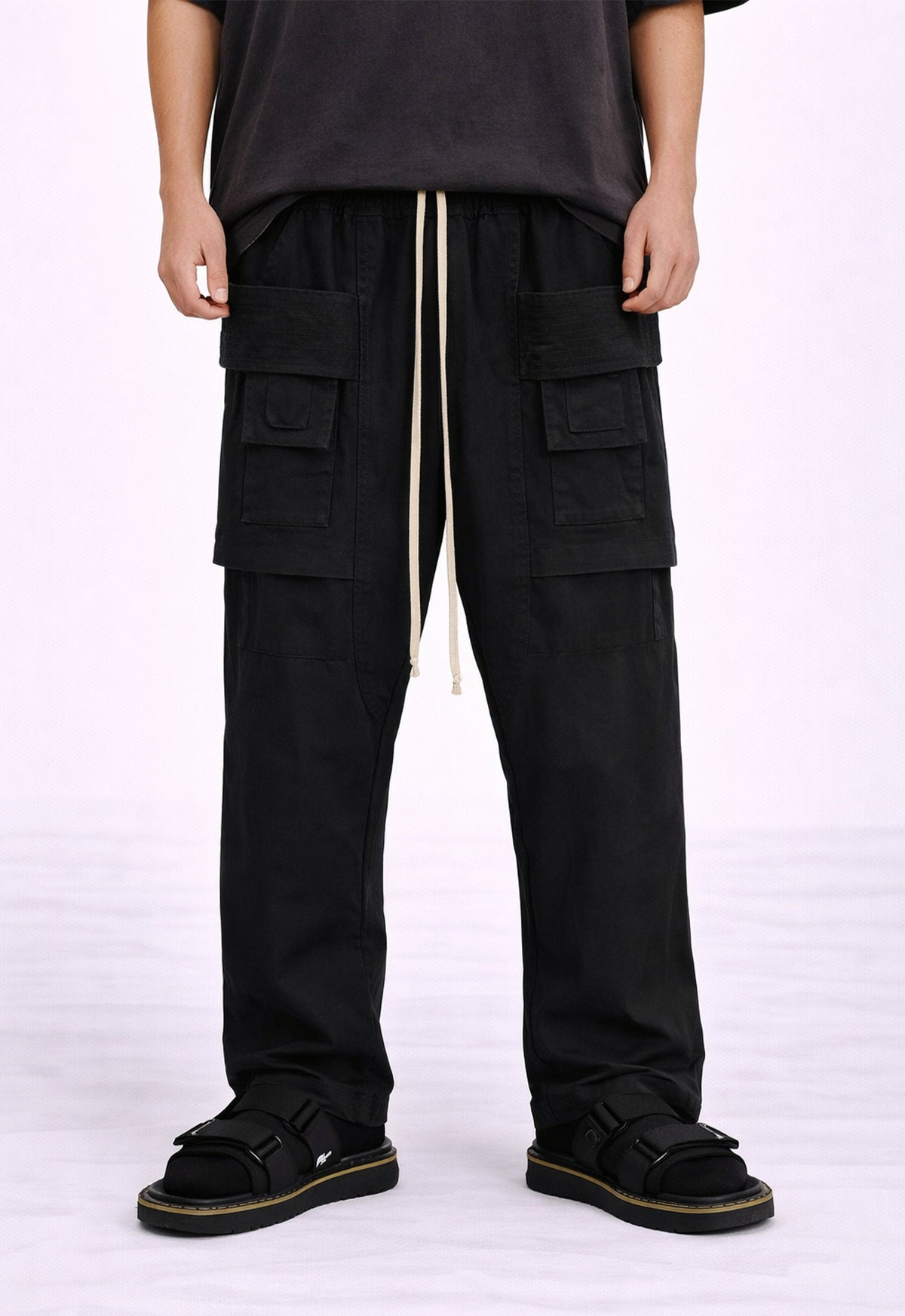 UNDEVELOPED NOIR DROP-CROTCH DRAWSTRING CARGO PANTS - AVBL MRKT (2)