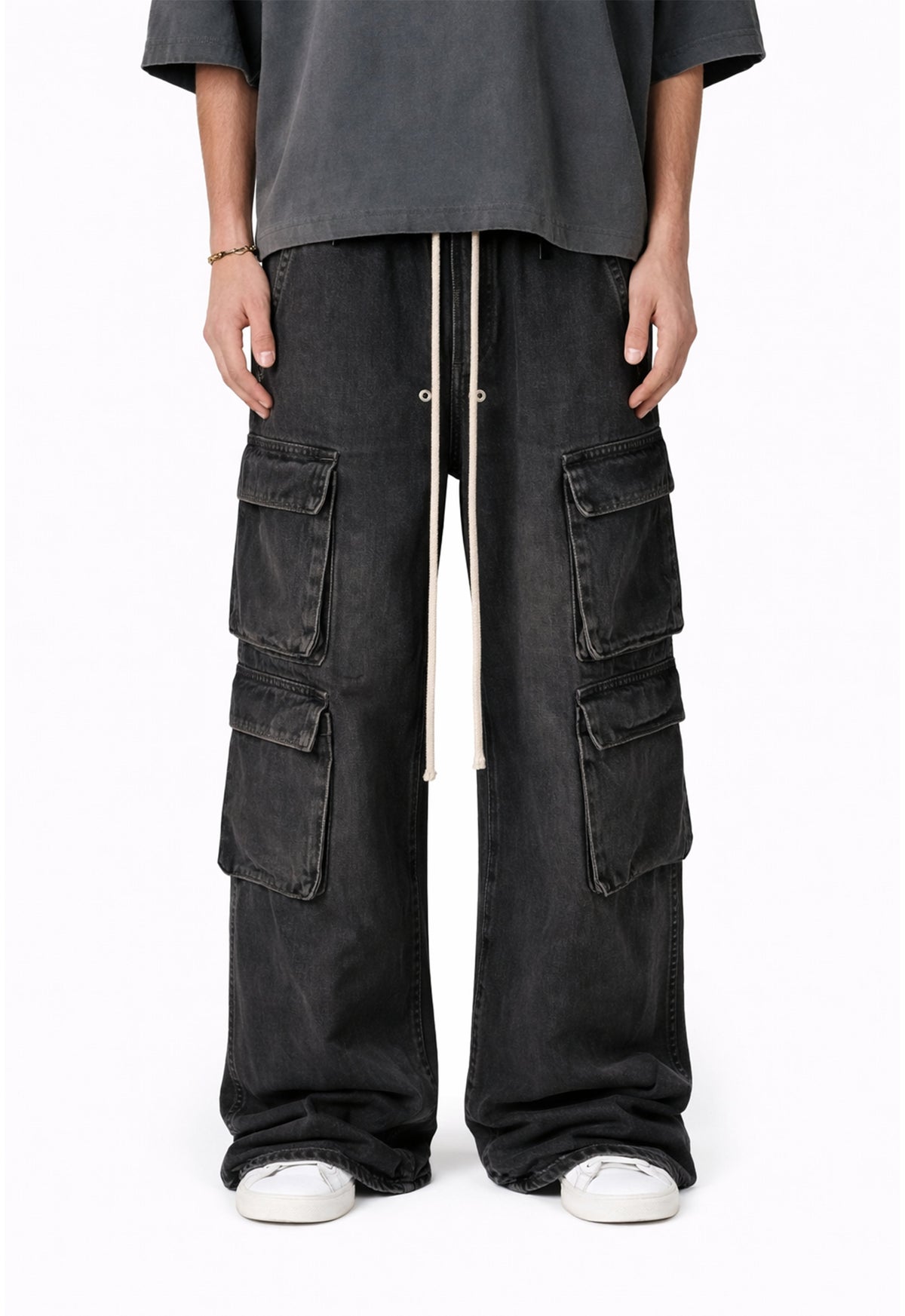 UNDEVELOPED NOIR FLOW DENIM CARGO PANTS - AVBL MRKT (2)