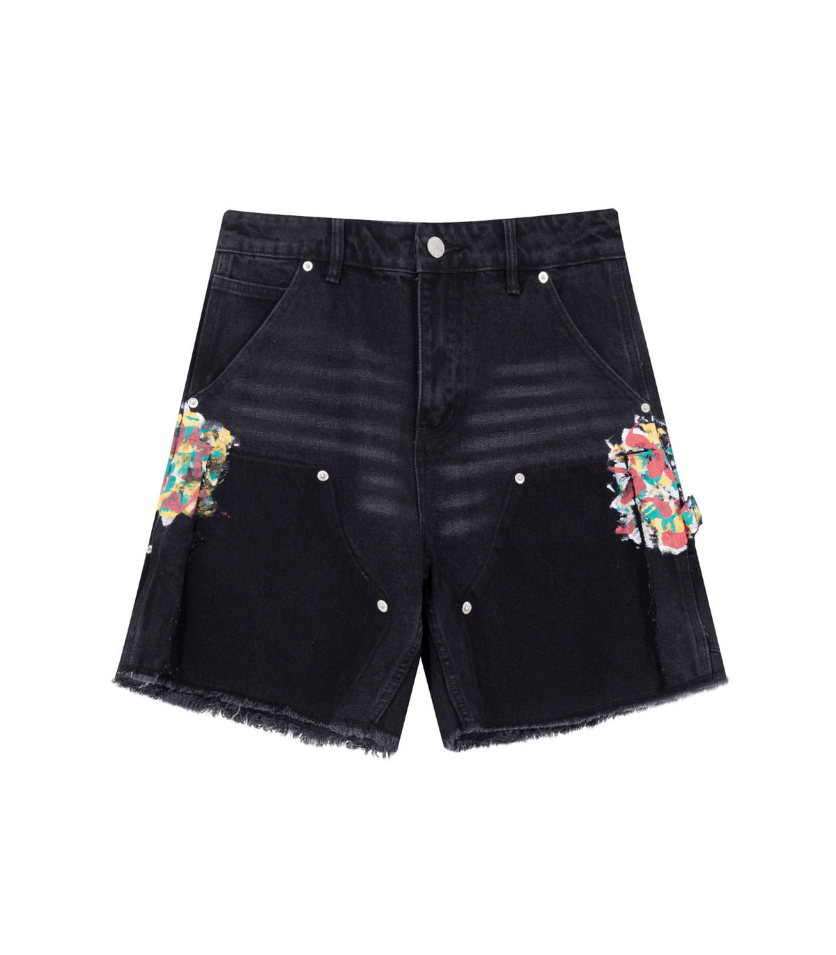 UNDEVELOPED NOIR SPLIT PAINTERS SHORTS - AVBL MRKT (1)