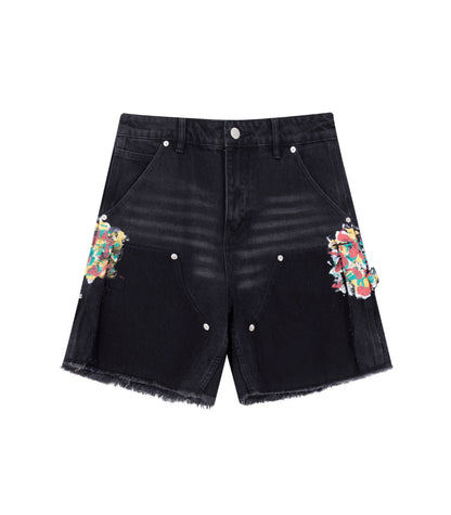 UNDEVELOPED NOIR SPLIT PAINTERS SHORTS - AVBL MRKT (1)
