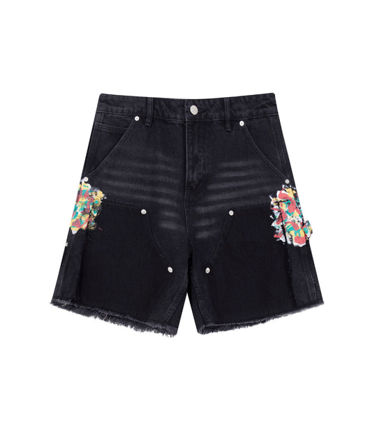 UNDEVELOPED NOIR SPLIT PAINTERS SHORTS - AVBL MRKT (1)