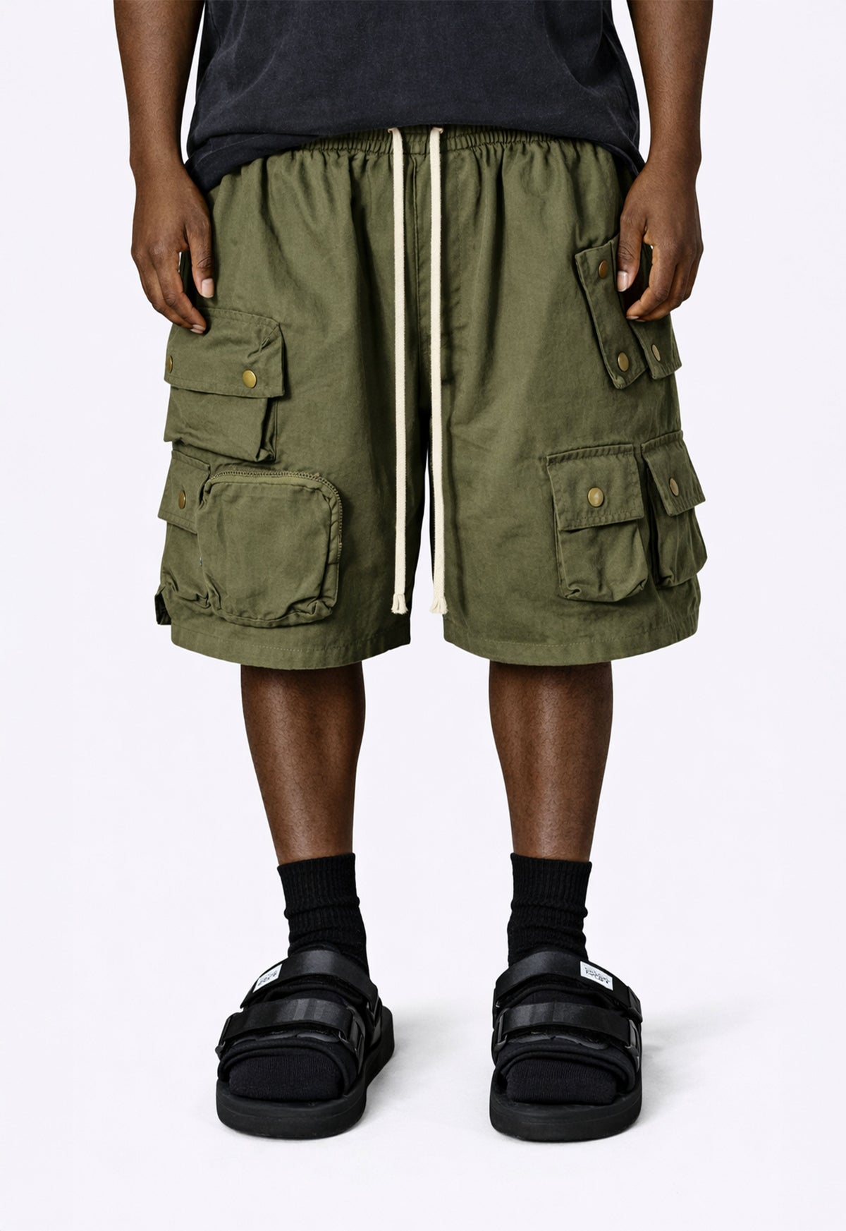 UNDEVELOPED OLIVE MULTI CARGO SHORTS - AVBL MRKT (2)