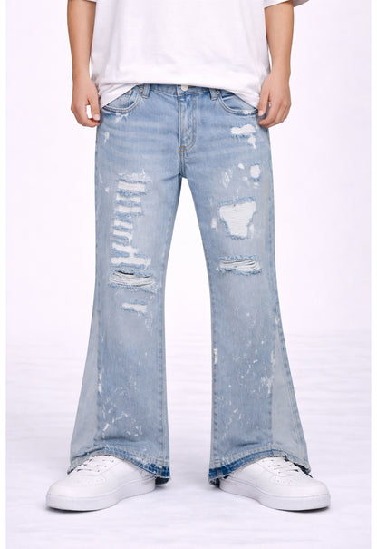 UNDEVELOPED SKY DISTRESSED SPLIT FLARE DENIM - AVBL MRKT (2)