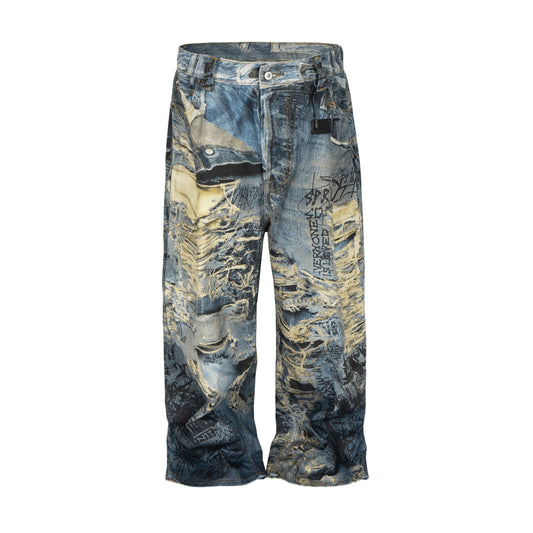 UNDEVELOPED WIDEBOY DISTRESSED GRAFFITI DENIM - AVBL MRKT (1)