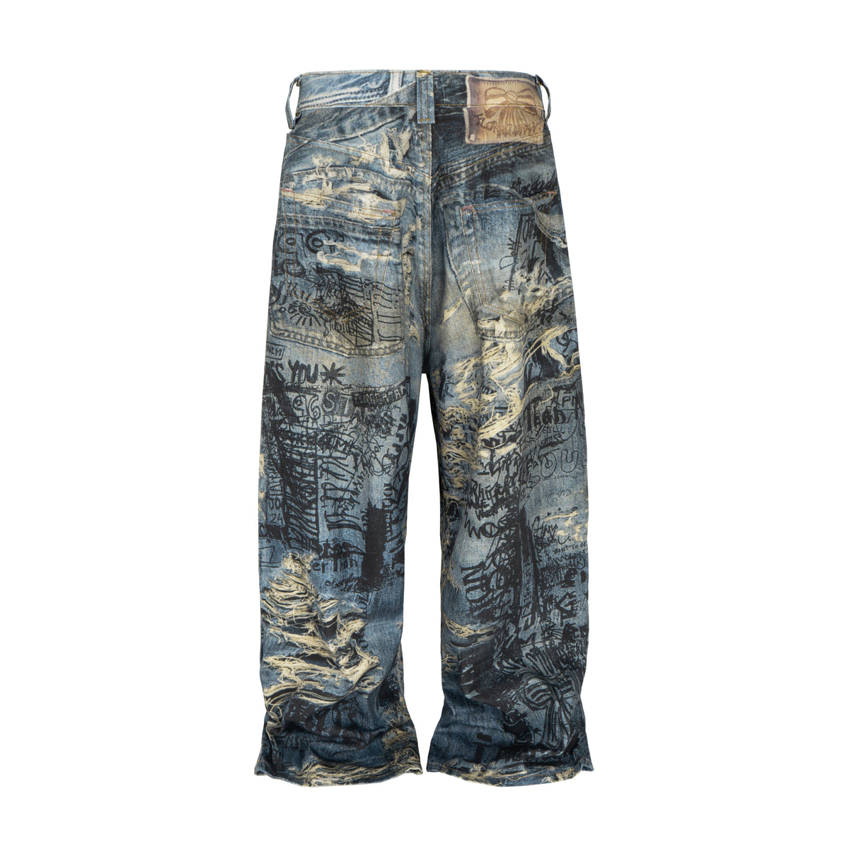 UNDEVELOPED WIDEBOY DISTRESSED GRAFFITI DENIM - AVBL MRKT (2)