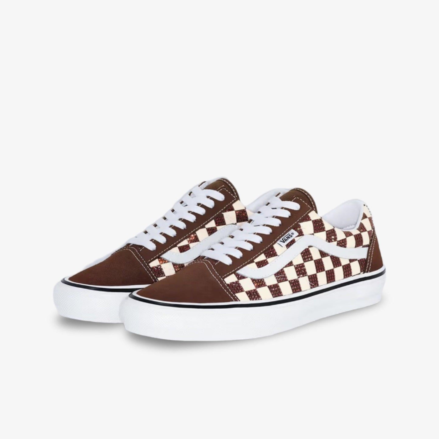 Vans Skate Old Skool x Supreme x Swarovski 'Brown Crystals' (2022) [VN0A5KRXBRO] Athletic Casual Fashion Skateboarding Sports Sneakers for Unisex Adult Mens - AVBL MRKT (1)