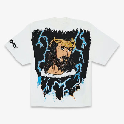 Yeezy Oversized Rhinestone T-Shirt 'Kanye West AWGE for JIK Jesus is King / Sunday Service Lightning' Multicolor (FW19) Casual Fashion T-Shirt Top for Unisex Adult Mens Hypebeast - AVBL MRKT (1)