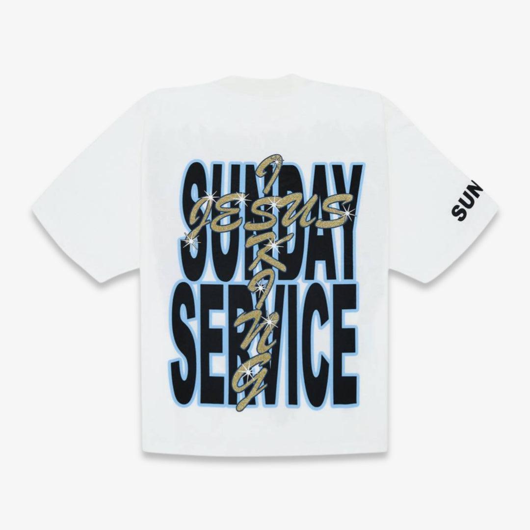 Yeezy Oversized Rhinestone T-Shirt 'Kanye West AWGE for JIK Jesus is King / Sunday Service Lightning' Multicolor (FW19) Casual Fashion T-Shirt Top for Unisex Adult Mens Hypebeast - AVBL MRKT (2)
