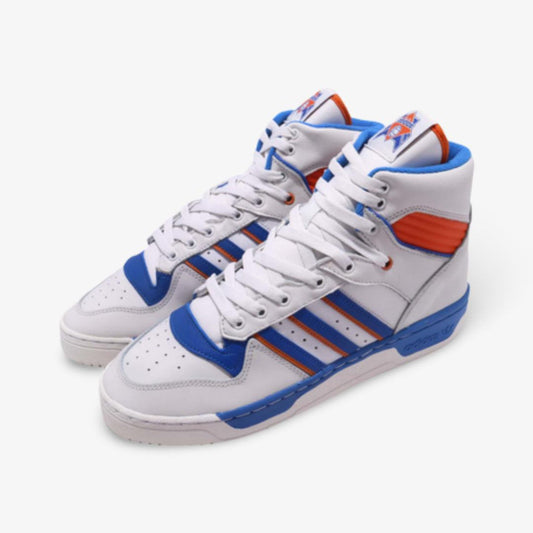 adidas Rivalry Hi 'Knicks' (2019) [F34139] Athletic Basketball Sports Sneakers in White / Orange / Royal for Unisex Adult Mens - AVBL MRKT (1)